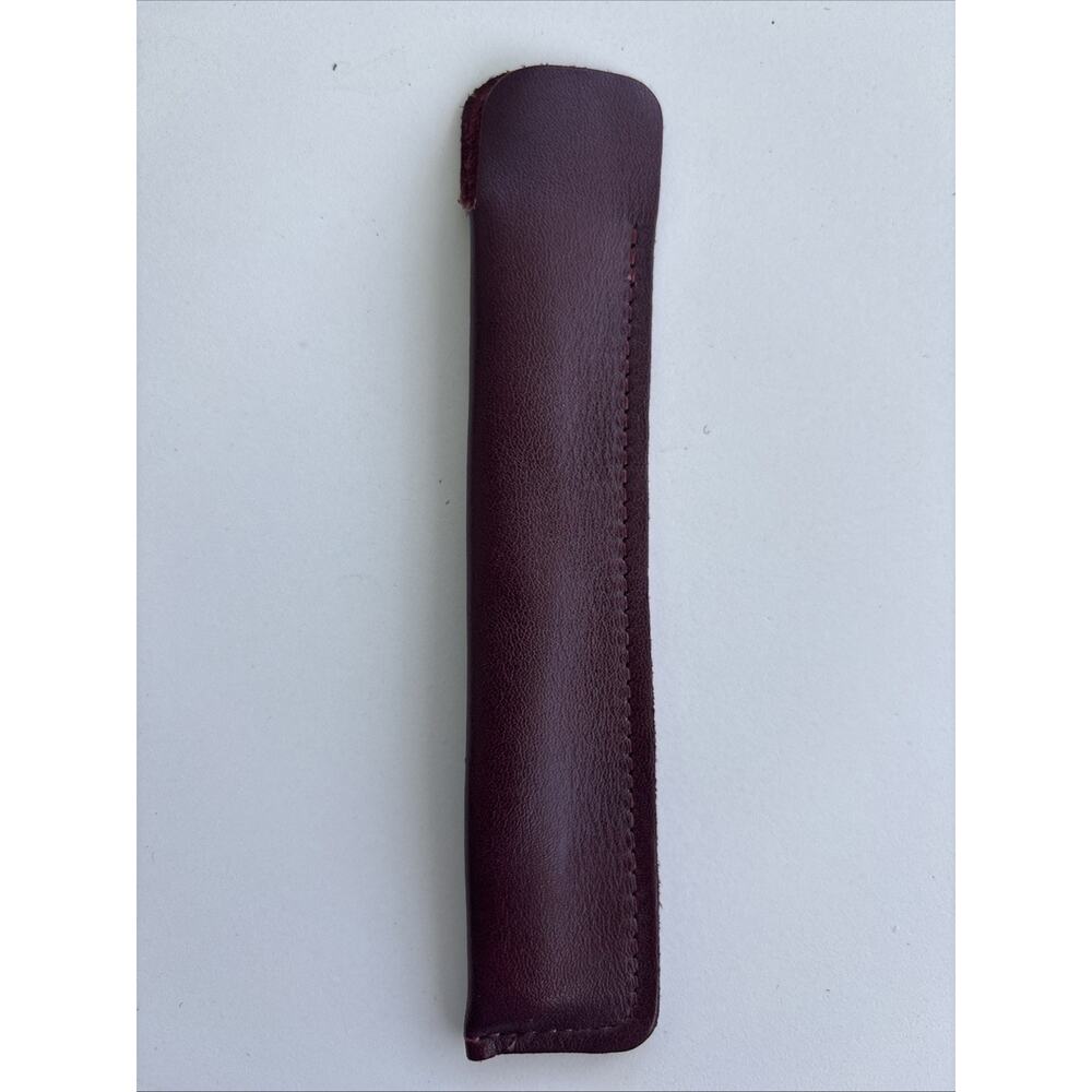 Vintage Maroon Leather Single Pen / Pencil Holder Fountain Pen Sleeve 5 1/2 X 1